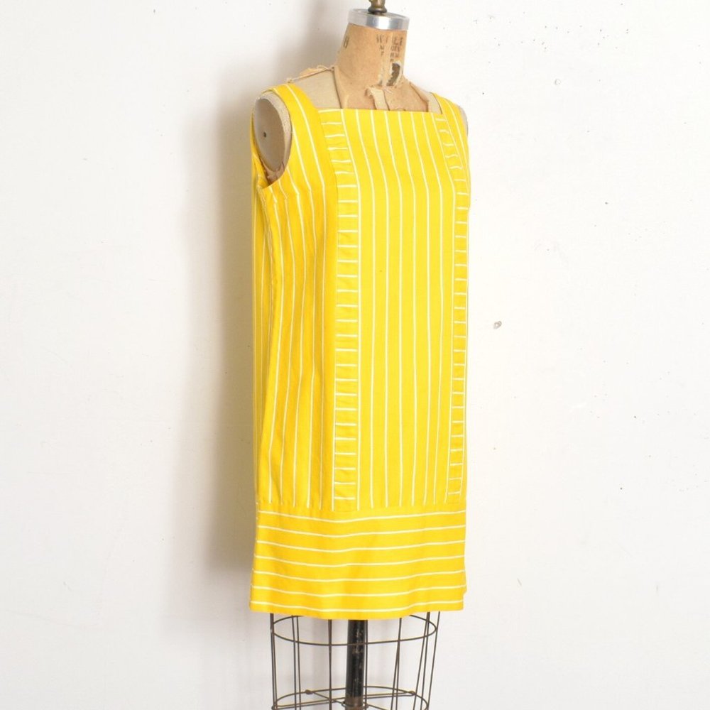 1960S VINTAGE LANZ ORIGINALS STRIPED COTTON SHIFT-MEDIUM - Picture 3 of 6